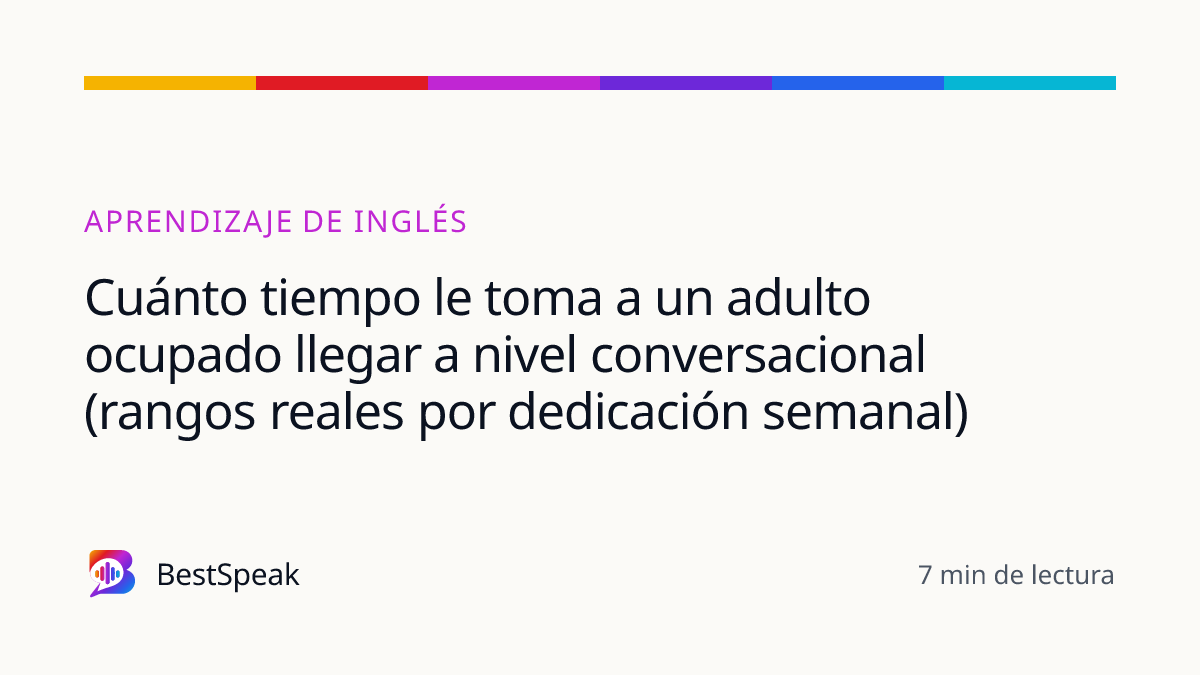 Cuánto tiempo le toma a un adulto ocupado llegar a nivel conversacional (rangos reales por dedicación semanal) — guía de BestSpeak sobre aprendizaje