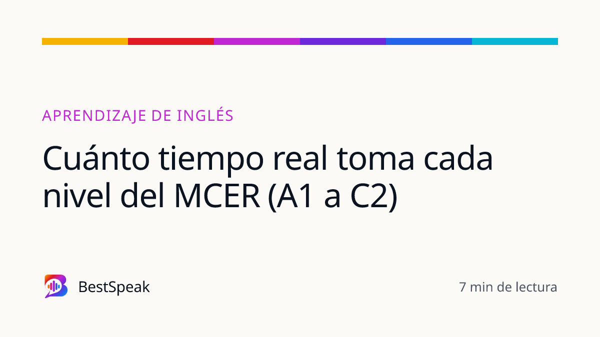 Cuánto tiempo real toma cada nivel del MCER (A1 a C2) — guía de BestSpeak sobre aprendizaje