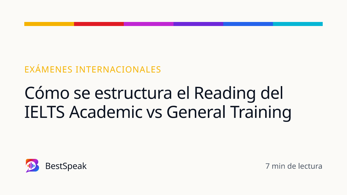 Cómo se estructura el Reading del IELTS Academic vs General Training — guía de BestSpeak sobre exámenes