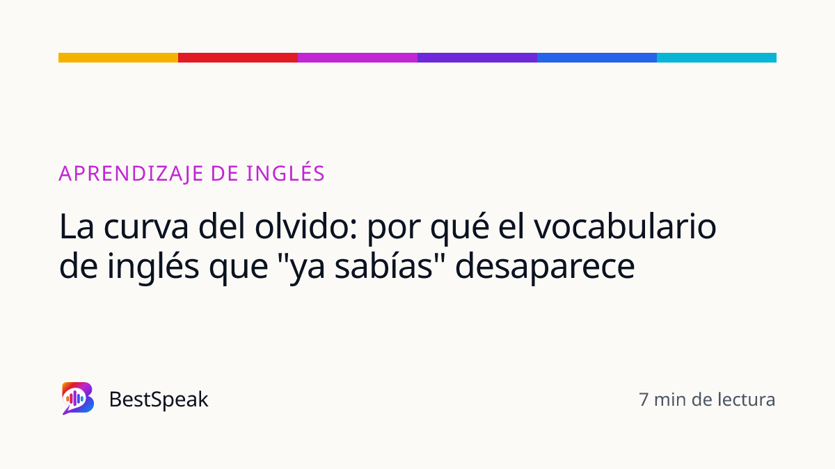 La curva del olvido: por qué el vocabulario de inglés que "ya sabías" desaparece — guía de BestSpeak sobre aprendizaje